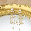 Retro Pearl Tassel Earrings For Women Geometric Court Style Electroplated High Quality Ear Jewelry