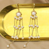 Retro Pearl Tassel Earrings For Women Geometric Court Style Electroplated High Quality Ear Jewelry