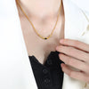 Retro Pendant Necklace With Three Kinds Of Gemstone Inlaid Titanium Steel Jewelry Geometric Pattern Electroplated