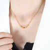 Retro Pendant Necklace With Three Kinds Of Gemstone Inlaid Titanium Steel Jewelry Geometric Pattern Electroplated
