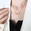 Retro Pendant Necklace With Three Kinds Of Gemstone Inlaid Titanium Steel Jewelry Geometric Pattern Electroplated