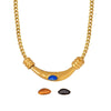 Retro Pendant Necklace With Three Kinds Of Gemstone Inlaid Titanium Steel Jewelry Geometric Pattern Electroplated