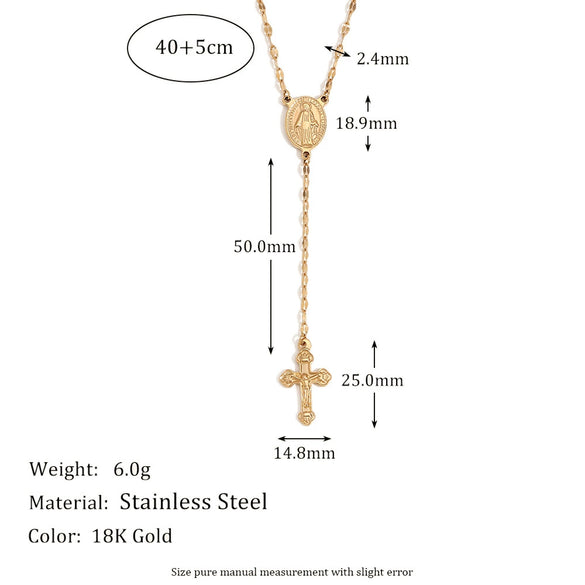 Retro Personality Explosive Women's Necklace Pendant With Notre Dame Cross Lip Chain Stainless Steel 18K Gold Plated Geometric Pattern
