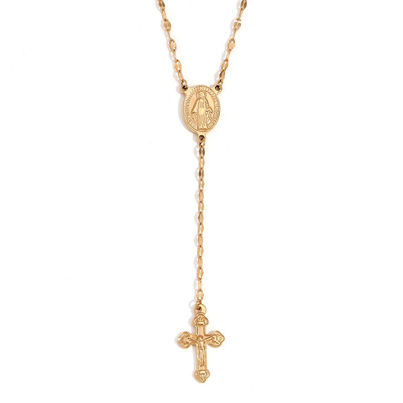 Retro Personality Explosive Women's Necklace Pendant With Notre Dame Cross Lip Chain Stainless Steel 18K Gold Plated Geometric Pattern