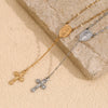 Retro Personality Explosive Women's Necklace Pendant With Notre Dame Cross Lip Chain Stainless Steel 18K Gold Plated Geometric Pattern