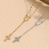 Retro Personality Explosive Women's Necklace Pendant With Notre Dame Cross Lip Chain Stainless Steel 18K Gold Plated Geometric Pattern