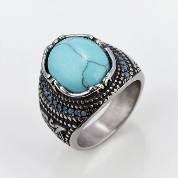 Retro Personalized Geometric Titanium Steel Men's Ring