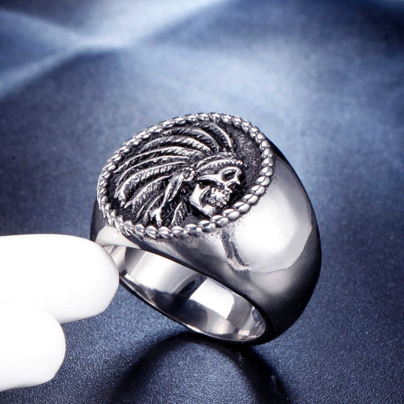 Retro Pirate Geometric Stainless Steel Ring For Men With Polishing Treatment