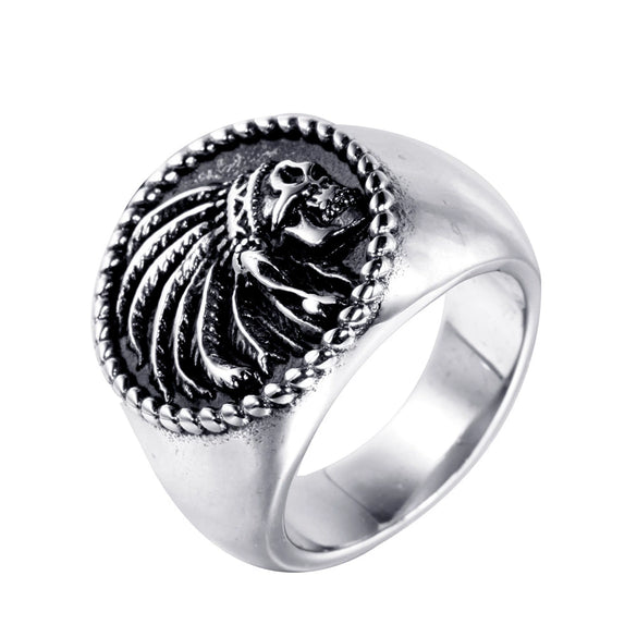 Retro Pirate Geometric Stainless Steel Ring For Men With Polishing Treatment