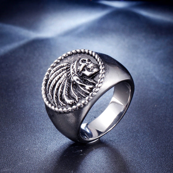 Retro Pirate Geometric Stainless Steel Ring For Men With Polishing Treatment