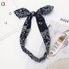 Retro Plaid Cloth Rabbit Ear Knot Headband With Steel Wire Support Handmade Elastic Hair Accessory For Women