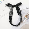 Retro Plaid Cloth Rabbit Ear Knot Headband With Steel Wire Support Handmade Elastic Hair Accessory For Women
