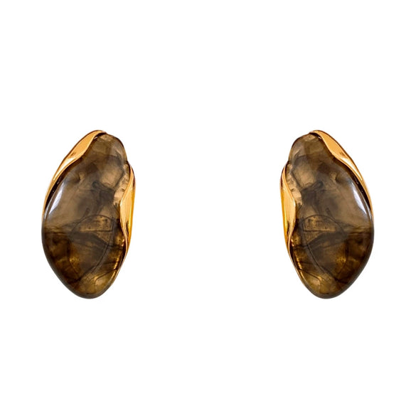 Retro Plastic Resin Geometric Earrings With Electroplating For Women