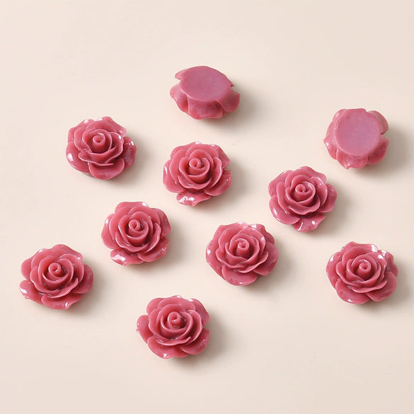 Retro Plastic Resin Oil Painting Rose Camellia Ear Stud Hair Accessories Jewelry