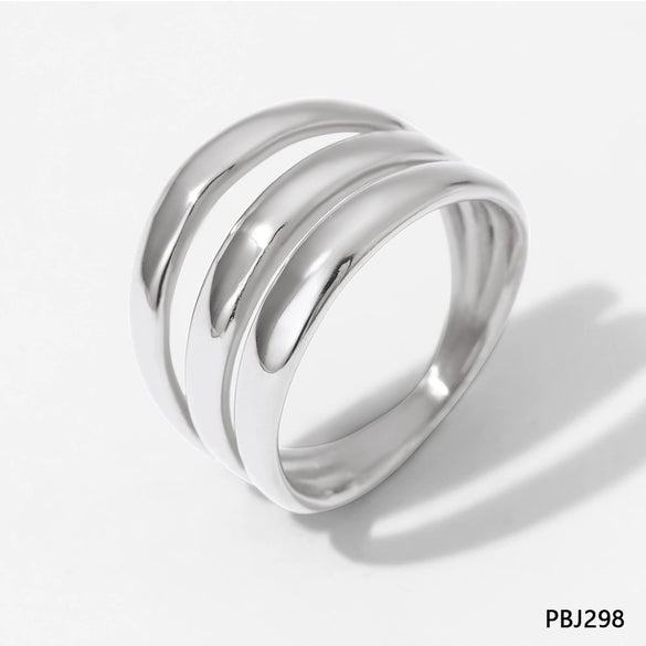 Retro Plating Gold Stainless Steel Ring For Women With Geometric Design And Fashionable Sense