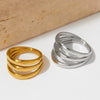 Retro Plating Gold Stainless Steel Ring For Women With Geometric Design And Fashionable Sense