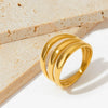 Retro Plating Gold Stainless Steel Ring For Women With Geometric Design And Fashionable Sense