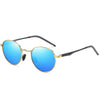 Retro Polarized Round Sunglasses Full Frame Metal Frame Unisex Colorful Reflective Sunshade Mirror