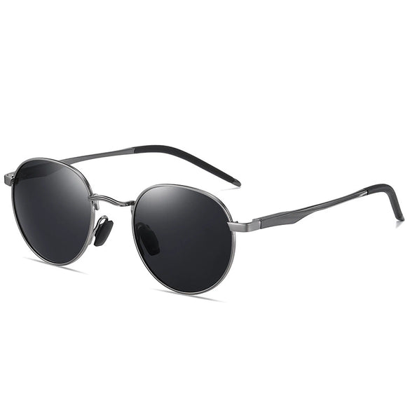 Retro Polarized Round Sunglasses Full Frame Metal Frame Unisex Colorful Reflective Sunshade Mirror