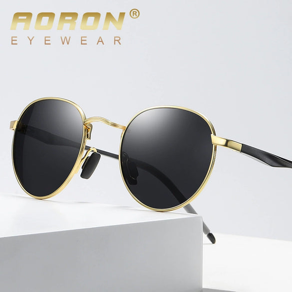 Retro Polarized Round Sunglasses Full Frame Metal Frame Unisex Colorful Reflective Sunshade Mirror
