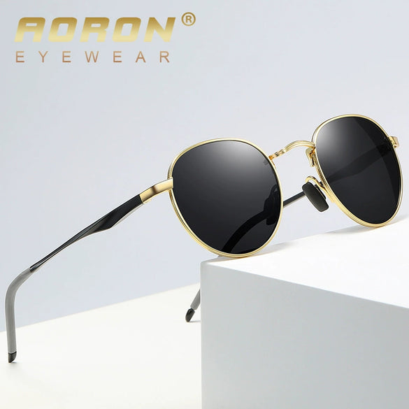 Retro Polarized Round Sunglasses Full Frame Metal Frame Unisex Colorful Reflective Sunshade Mirror