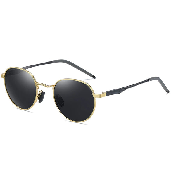 Retro Polarized Round Sunglasses Full Frame Metal Frame Unisex Colorful Reflective Sunshade Mirror