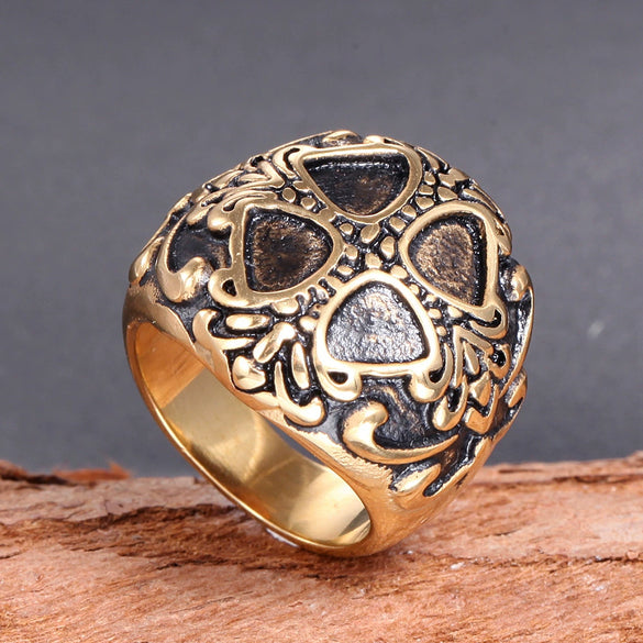 Retro Polished Stainless Steel Skull Ring For Unisex Gothic Fashion Statement Jewelry