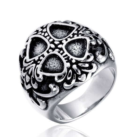 Retro Polished Stainless Steel Skull Ring For Unisex Gothic Fashion Statement Jewelry