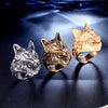 Retro Polished Titanium Steel Wolf Head Ring For Men And Women Uninlaid Stainless Steel Statement Jewelry