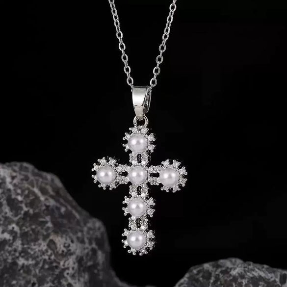 Retro Punk Cross Copper Geometric Pendant Necklace With Electroplating O Subchain For Unisex