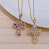 Retro Punk Cross Copper Geometric Pendant Necklace With Electroplating O Subchain For Unisex