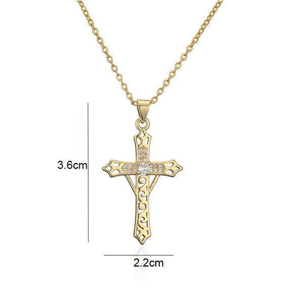 Retro Punk Cross Copper Geometric Pendant Necklace With Electroplating O Subchain For Unisex