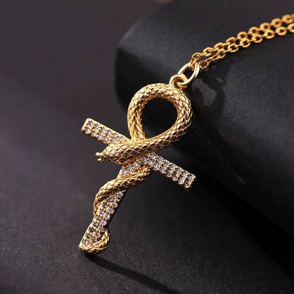 Retro Punk Cross Copper Geometric Pendant Necklace With Electroplating O Subchain For Unisex