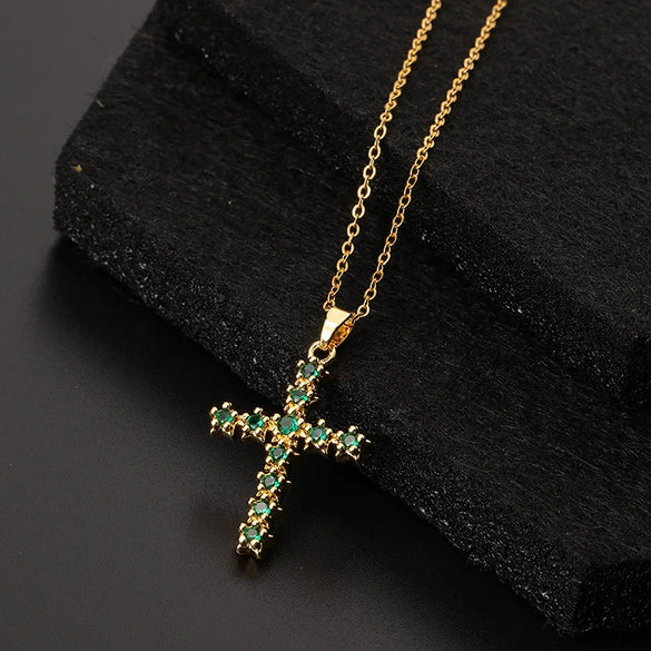 Retro Punk Cross Copper Geometric Pendant Necklace With Electroplating O Subchain For Unisex