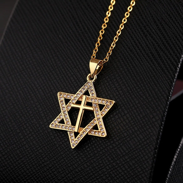 Retro Punk Cross Copper Geometric Pendant Necklace With Electroplating O Subchain For Unisex