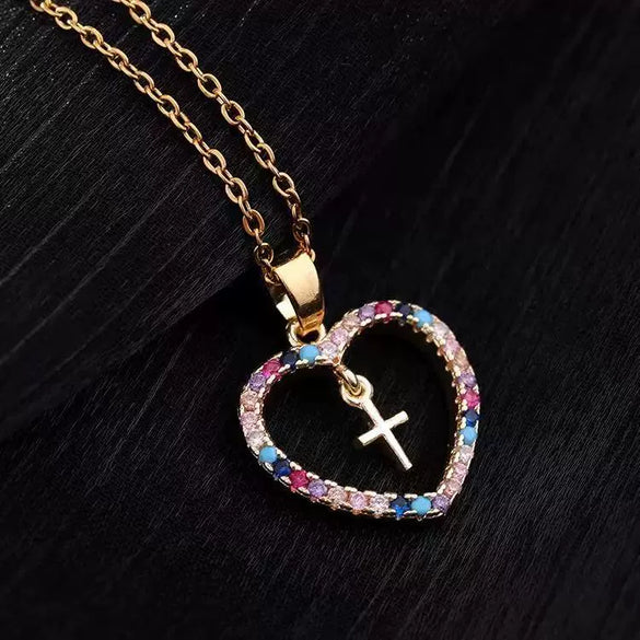 Retro Punk Cross Copper Geometric Pendant Necklace With Electroplating O Subchain For Unisex