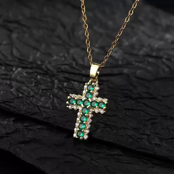 Retro Punk Cross Copper Geometric Pendant Necklace With Electroplating O Subchain For Unisex