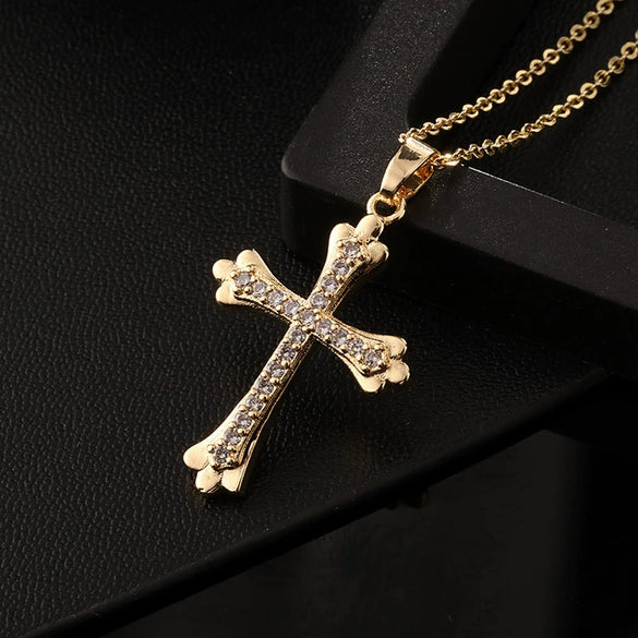 Retro Punk Cross Copper Geometric Pendant Necklace With Electroplating O Subchain For Unisex