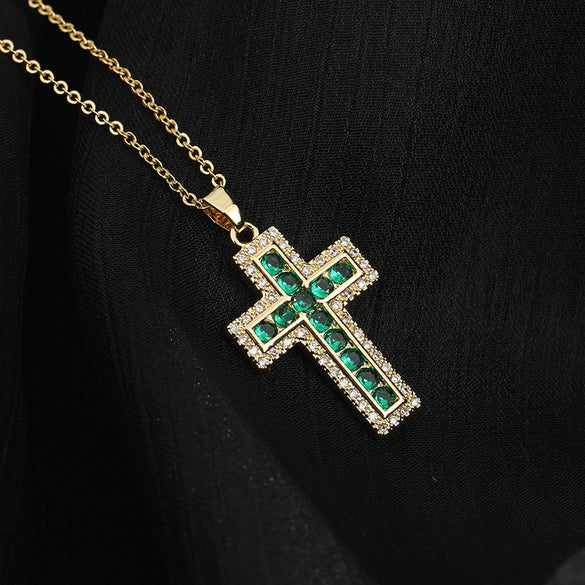 Retro Punk Cross Copper Geometric Pendant Necklace With Electroplating O Subchain For Unisex