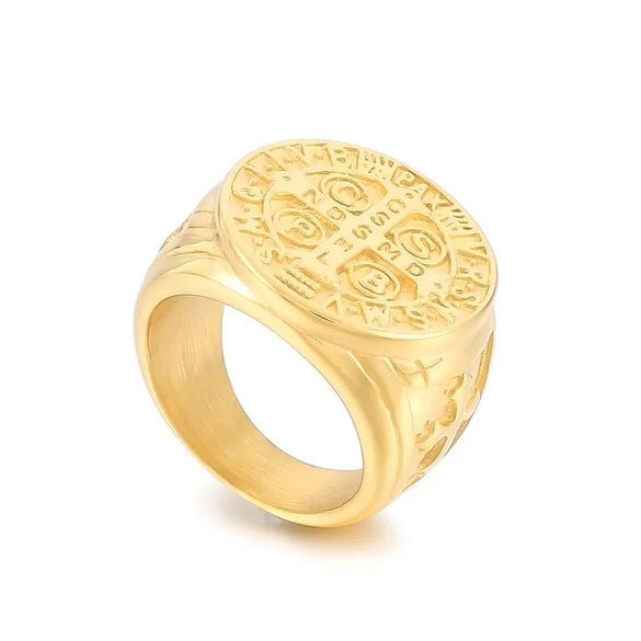 Retro Punk Cross Stainless Steel Plating 18K Gold Plated Unisex Rings