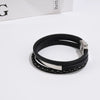 Retro Punk Geometric 201 Stainless Steel Pu Leather Unisex Wristband Men Cord & Leather Bracelets