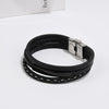 Retro Punk Geometric 201 Stainless Steel Pu Leather Unisex Wristband Men Cord & Leather Bracelets