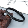 Retro Punk Geometric 316L Stainless Steel  Leather Men'S Wristband Men Cord & Leather Bracelets