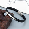 Retro Punk Geometric 316L Stainless Steel  Leather Men'S Wristband Men Cord & Leather Bracelets