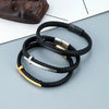 Retro Punk Geometric 316L Stainless Steel  Leather Men'S Wristband Men Cord & Leather Bracelets