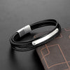 Retro Punk Geometric 316L Stainless Steel  Leather Plating Men'S Wristband Men Cord & Leather Bracelets
