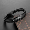 Retro Punk Geometric 316L Stainless Steel  Leather Plating Men'S Wristband Men Cord & Leather Bracelets
