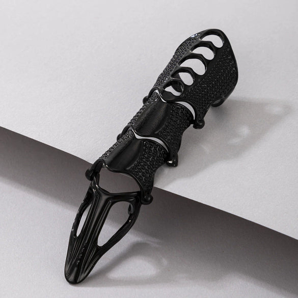 Retro Punk Geometric Alloy Long Joint Ring With Pointed Four Section Design Electroplated Unisex Fashion Jewelry