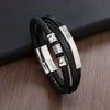 Retro Punk Geometric Pu Leather Alloy Titanium Steel Men'S Bracelets Men Cord & Leather Bracelets