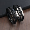 Retro Punk Geometric Pu Leather Alloy Titanium Steel Men'S Bracelets Men Cord & Leather Bracelets